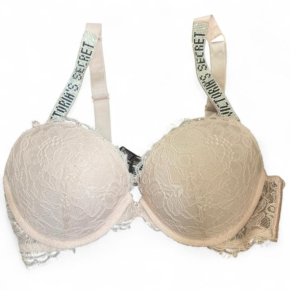 Victoria’s Secret pastel blush pink very sexy pushup bra with bedazzled straps